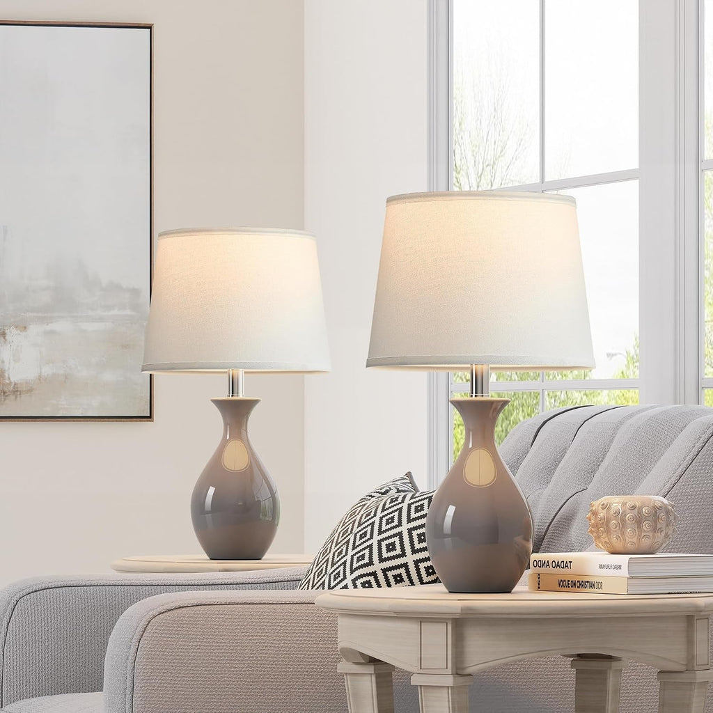 Contemporary Ceramic Bedroom Nightstand Lamps Set