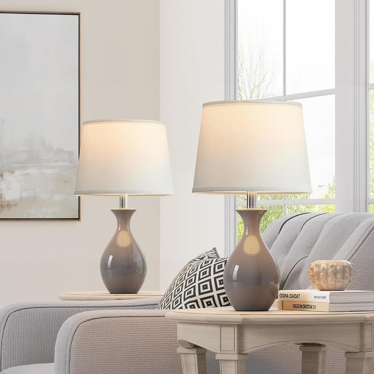 Contemporary Ceramic Bedroom Nightstand Lamps Set