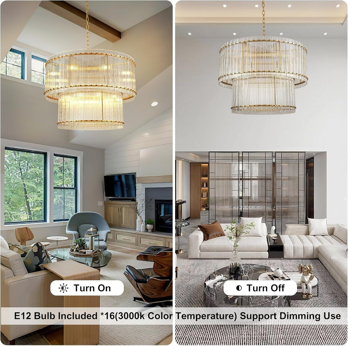 Modern Gold Tiered Crystal Chandelier