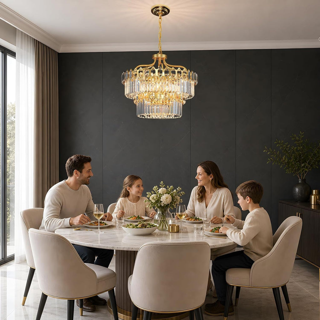 Modern Gold Round Crystal Chandelier Ceiling Light