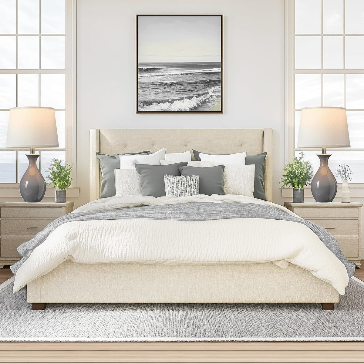 Contemporary Ceramic Bedroom Nightstand Lamps Set