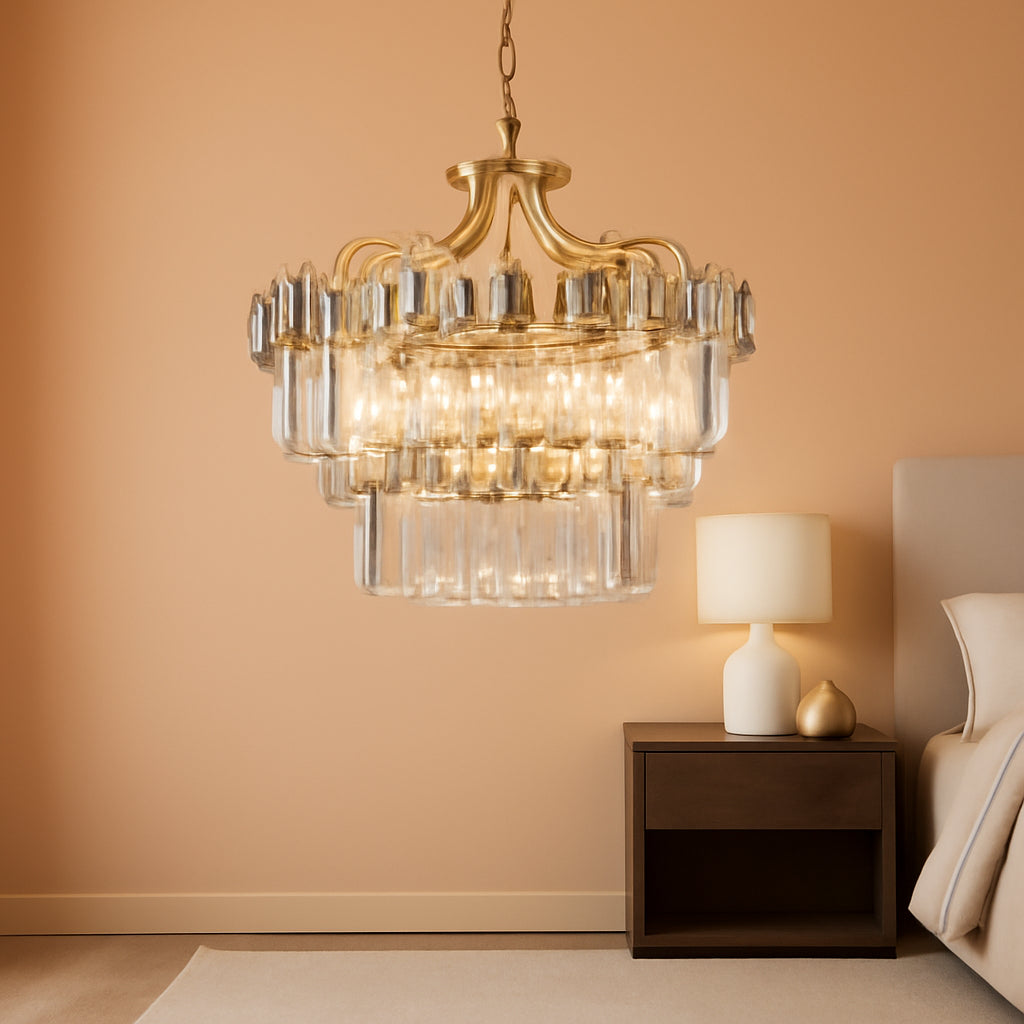 Modern Gold Round Crystal Chandelier Ceiling Light