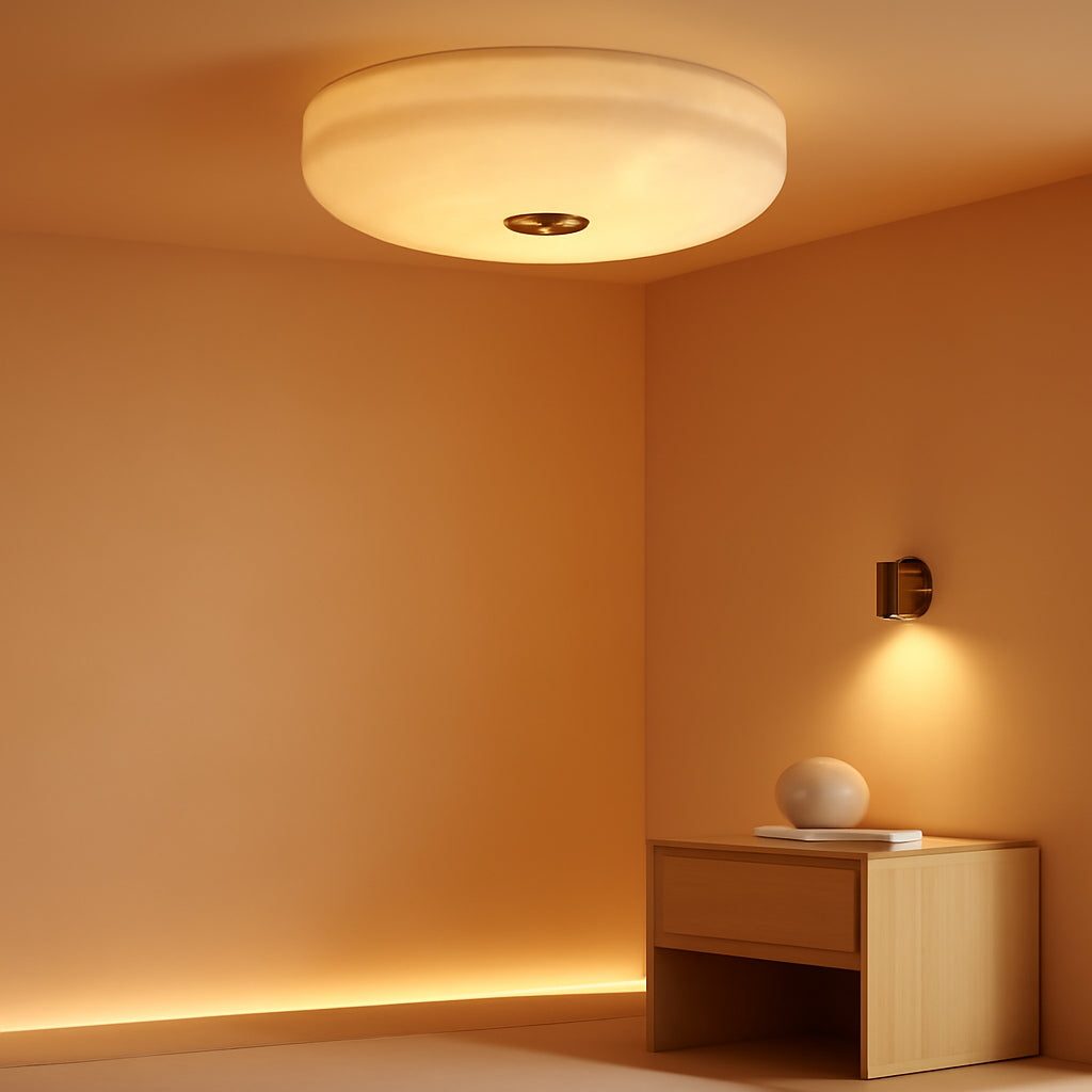 Modern Alabaster Round Ceiling Light Fixtures 15.7in