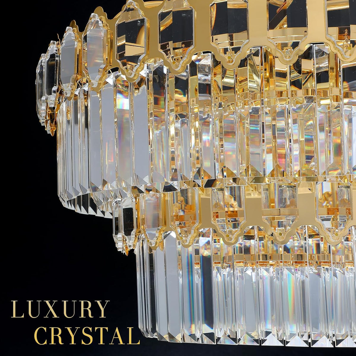 Modern Gold Round Crystal Chandelier Ceiling Light
