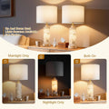 27-Inch Alabaster & Wood Table Lamps with Nightlight — Set of 2