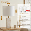 23-Inch White Alabaster Table Lamps with Nightlight — Set of 2