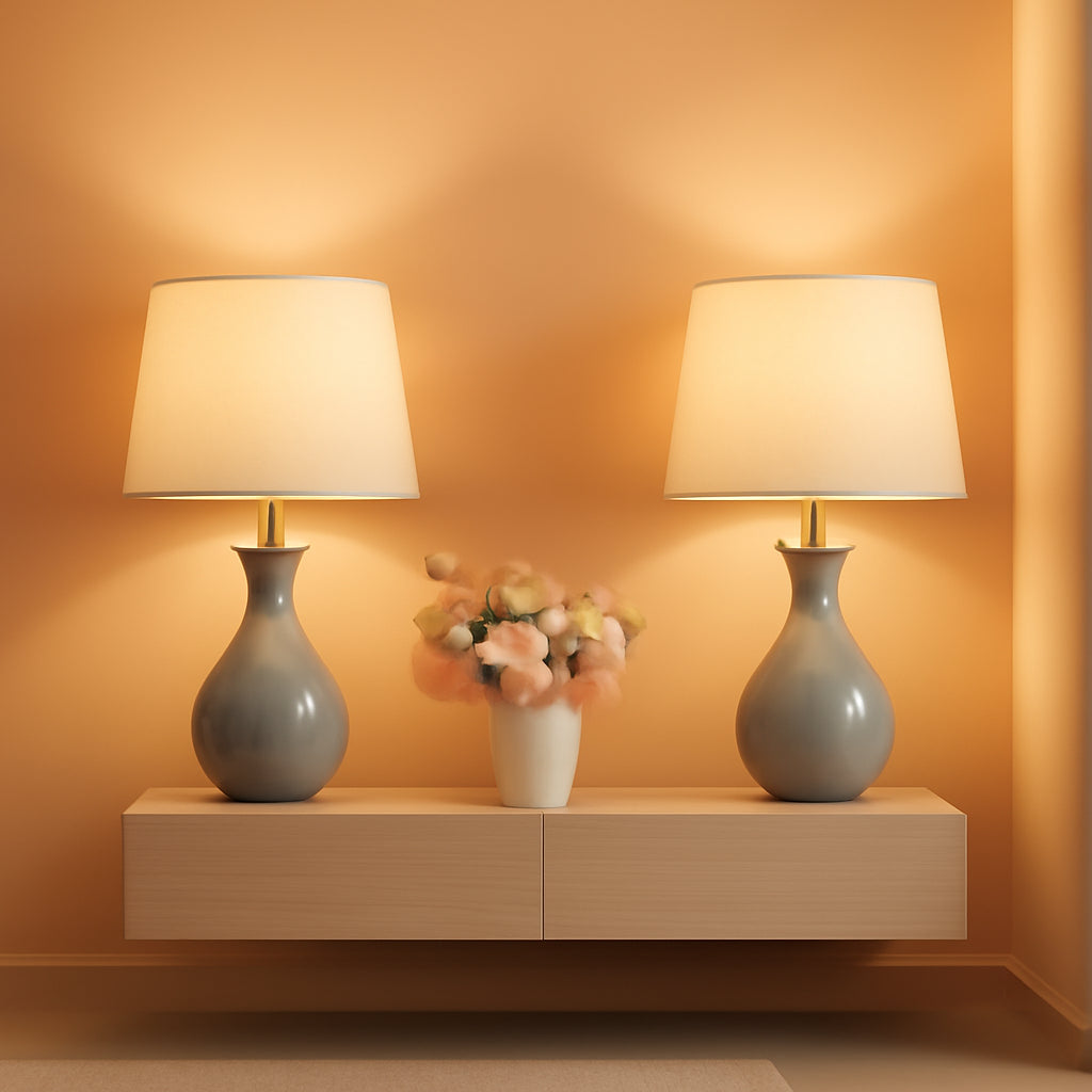 Contemporary Ceramic Bedroom Nightstand Lamps Set