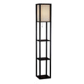 63-inch Black Modern Floor Lamp with Silk Shade