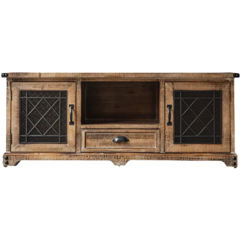 Retro Solid Wood TV Cabinet with Storage
