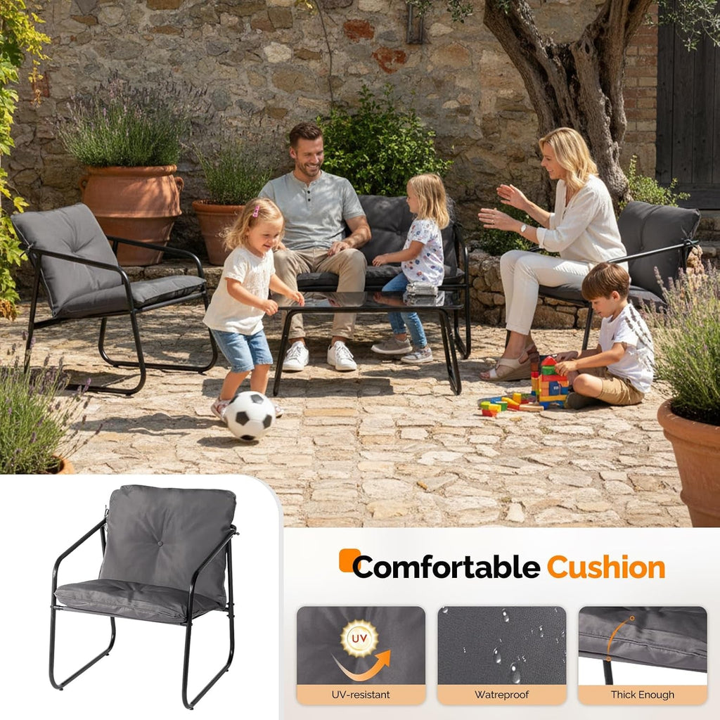 Four Piece Outdoor Conversation Furniture Cushioned Set