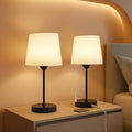 Black Nightstand Lamps Multifunction USB C Dimmable