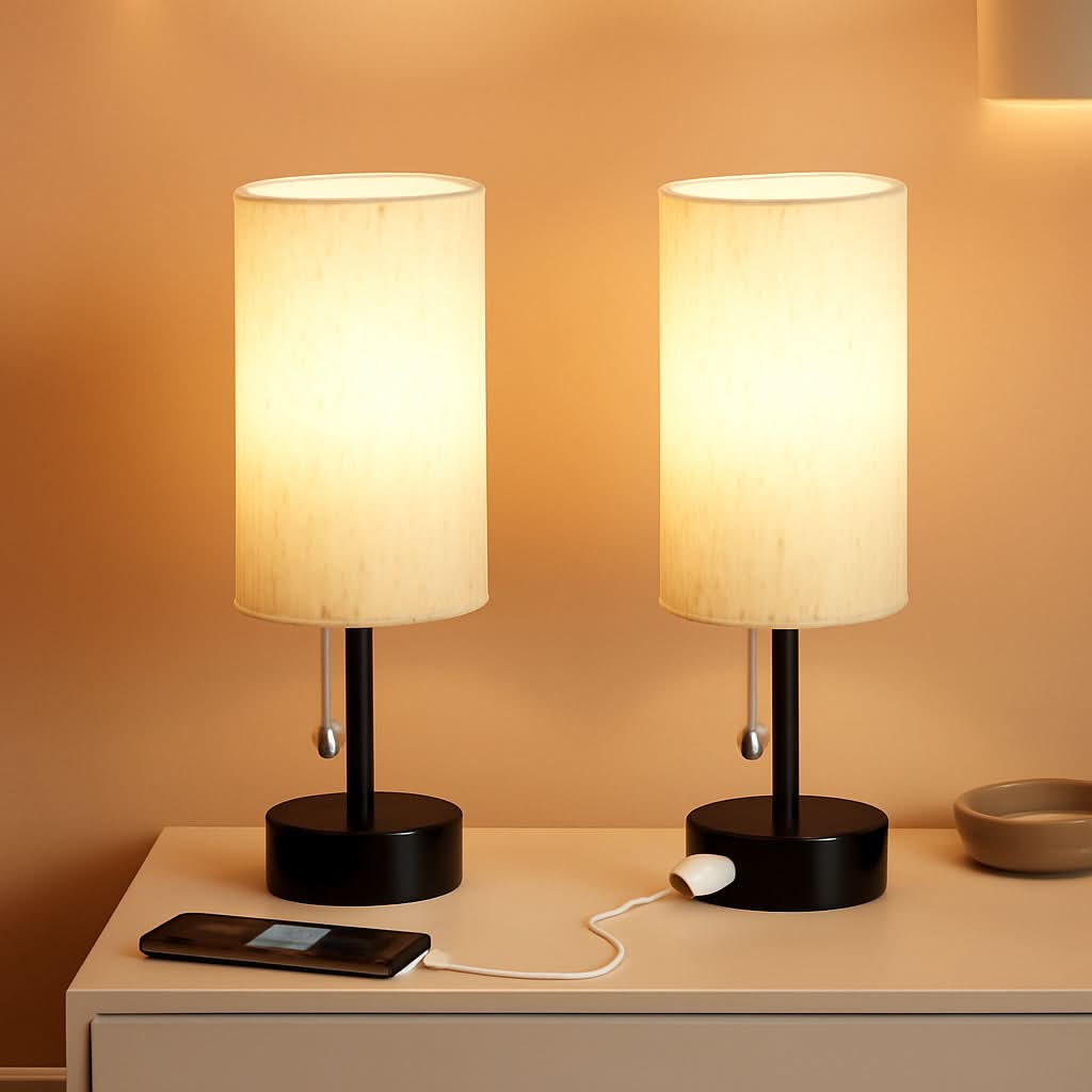 Bedside Table Lamp Set with Three Color Temperatures