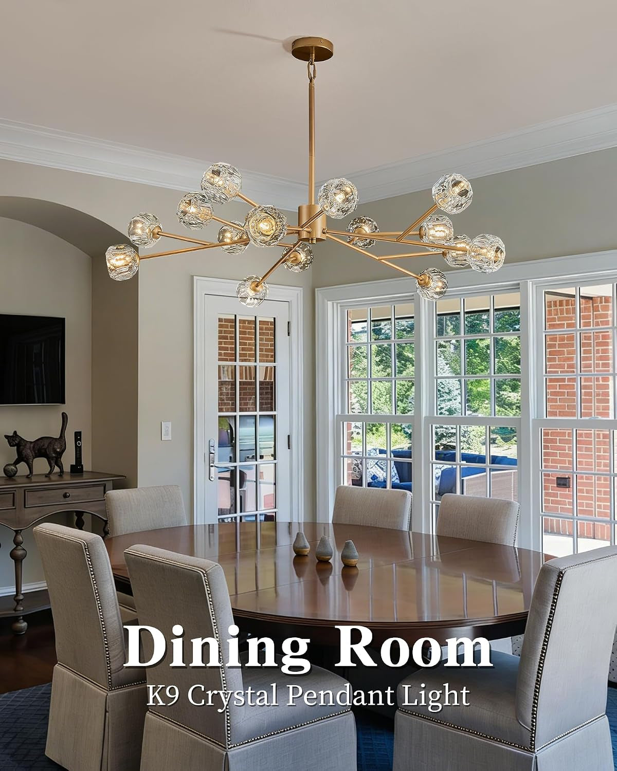 Modern Gold Crystal Sputnik Chandelier Dining Room