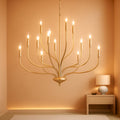 Modern Farmhouse Brass Gold Candle Style Chandelier