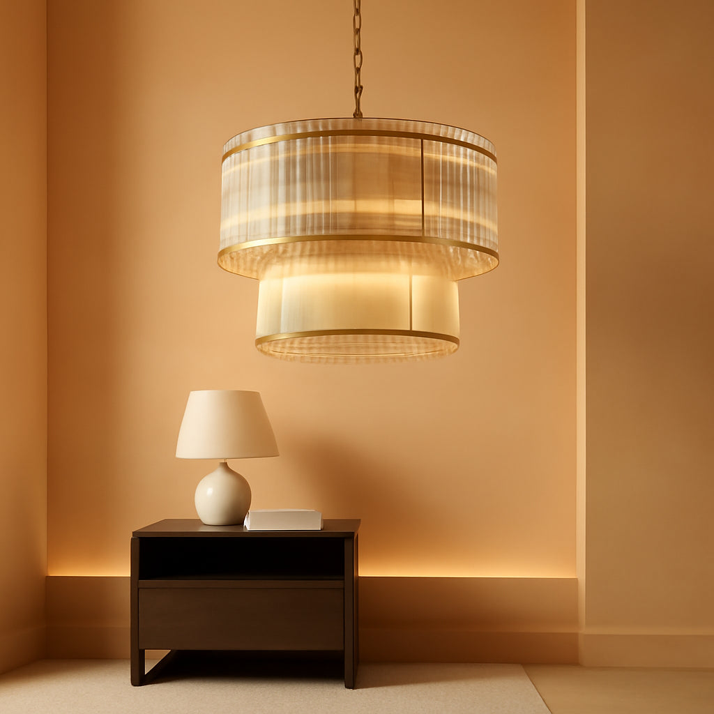 Modern Gold Tiered Crystal Chandelier