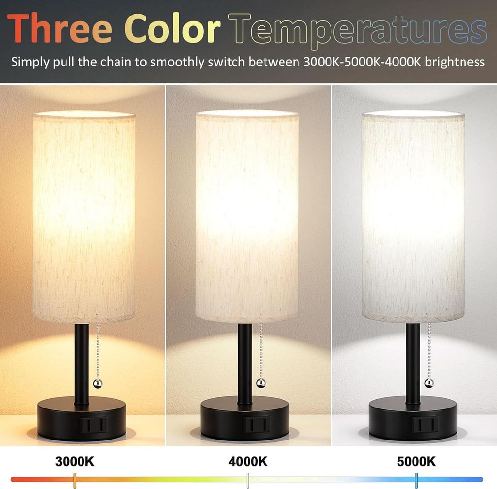 Bedside Table Lamp Set with Three Color Temperatures