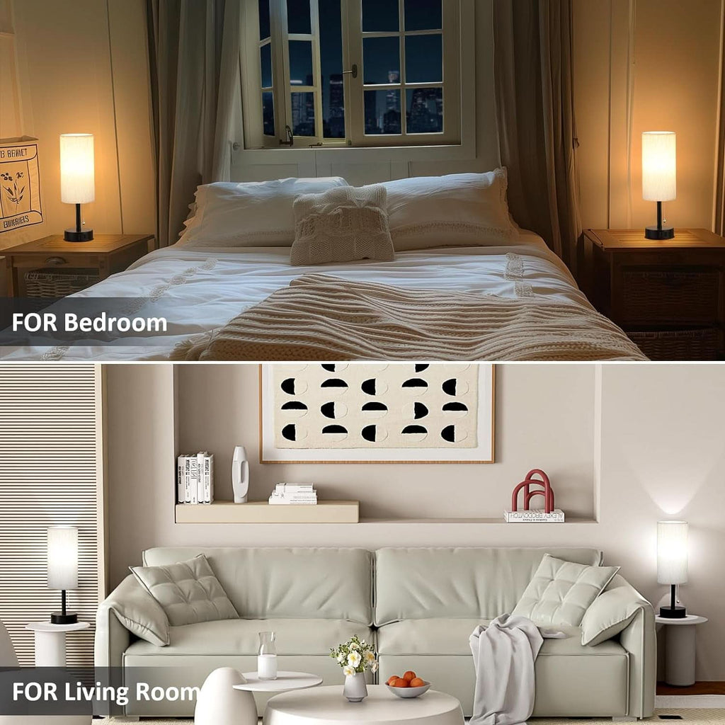 Bedside Table Lamp Set with Three Color Temperatures