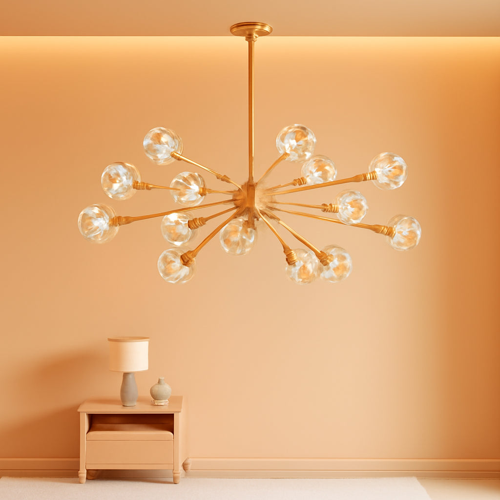 Modern Gold Crystal Sputnik Chandelier Dining Room