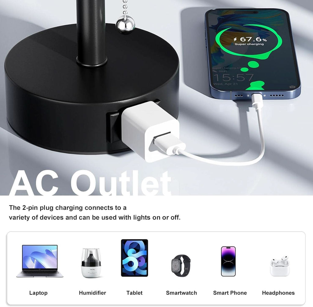 Bedside Table Lamp Set with Three Color Temperatures