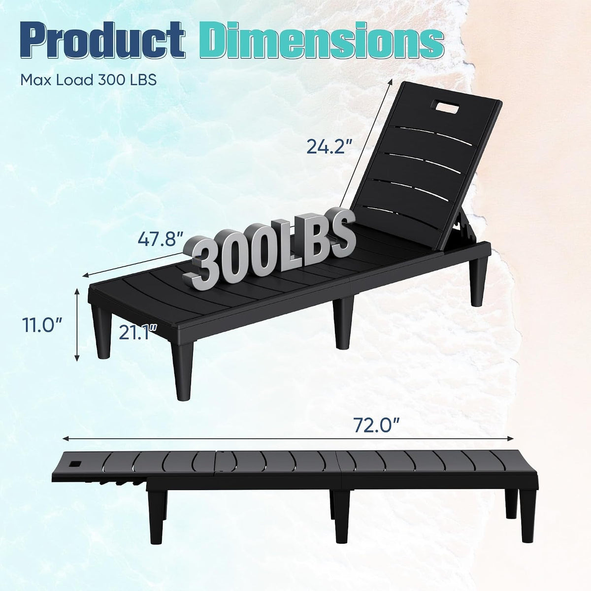 Waterproof Outdoor Chaise Lounge Chairs Patio Furniture