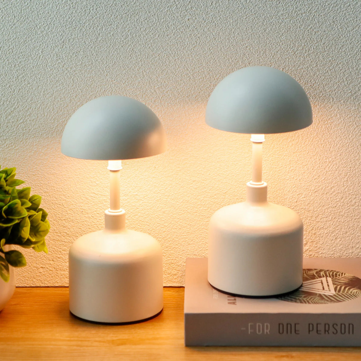 Set of 2 Rechargeable Mushroom Lamps